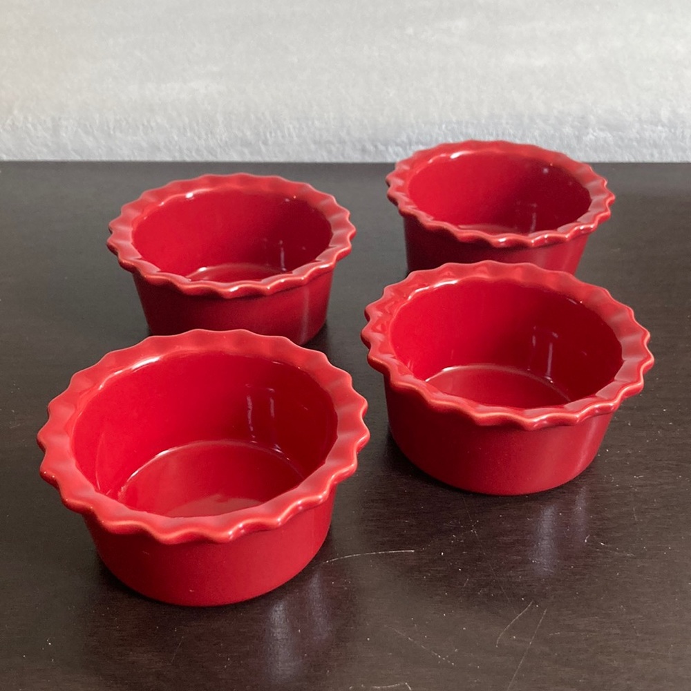 CHANTAL 4 red ramekins 1/2 cup size